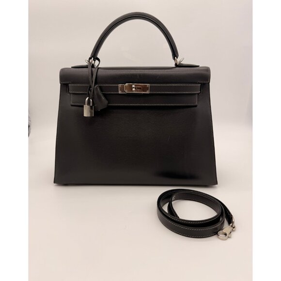 Hermes Handbags - Hermes Kelly 32 Sellier Ebene Swift